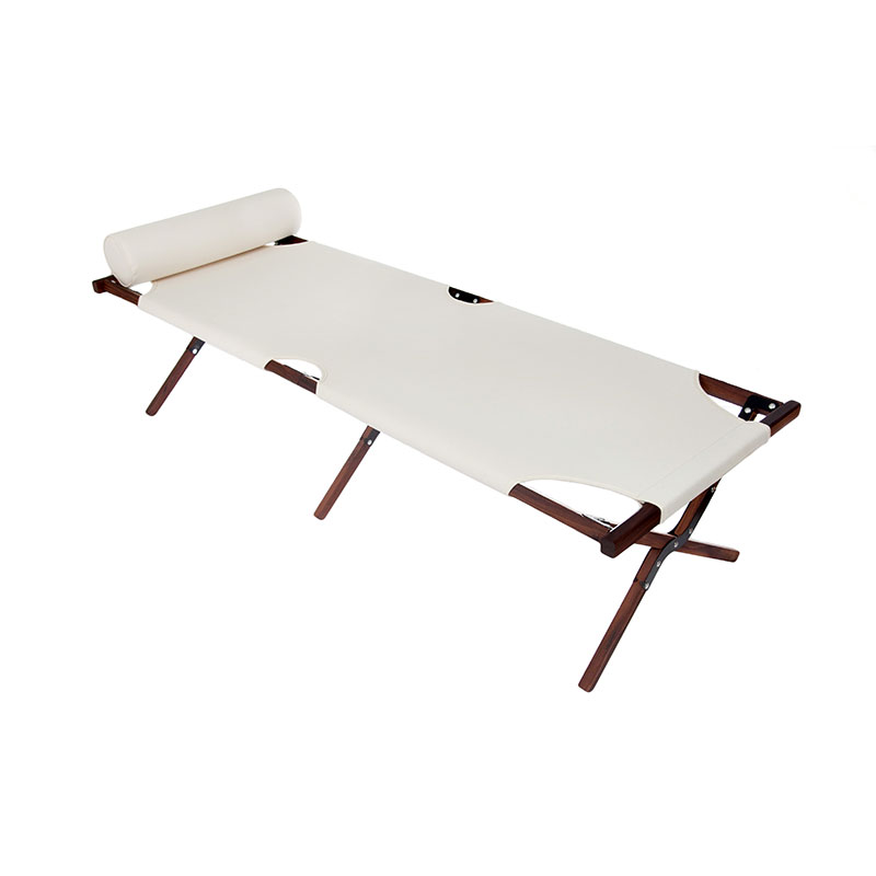 Campaign-Stretcher-CS-with-head-bolster-(Walnut-wood-&-White-Canvas)2